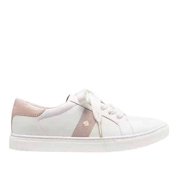 KATE SPADE SNEAKERS OPTIC WHITE & PINK ROSE SMOKE SIZE 10 COMFY SPORTY NEW! - Picture 1 of 5